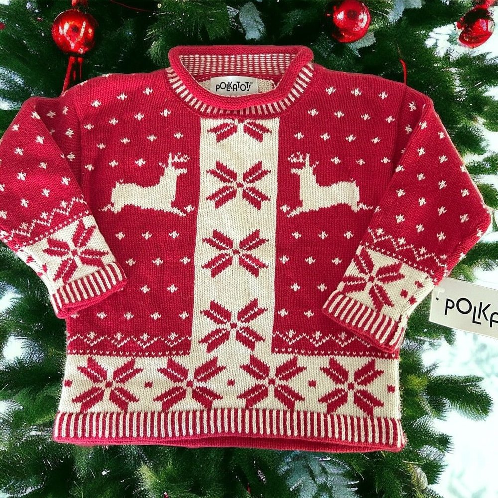 Snowflake Winter Wonderland Snow Holiday 🦌 Deer Toddler Crewneck Sweater 4T